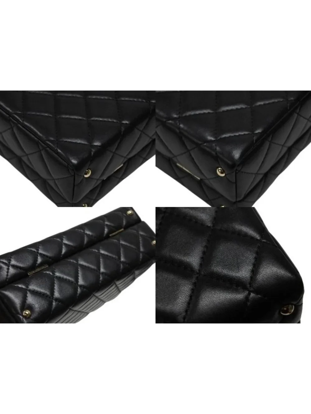 Chanel CC Logo Quilted Chain Shoulder Handbag Lambskin Black